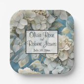 Elegante moody stoffige blauw waterverf bloemen papieren bordje (Voorkant)