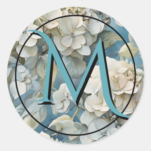 Elegante moody stoffige blauw waterverf bloemen ronde sticker (Voorkant)