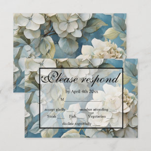 Elegante moody stoffige blauw waterverf bloemen RSVP kaartje