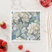 Elegante moody stoffige blauw waterverf bloemen servet (Insitu)