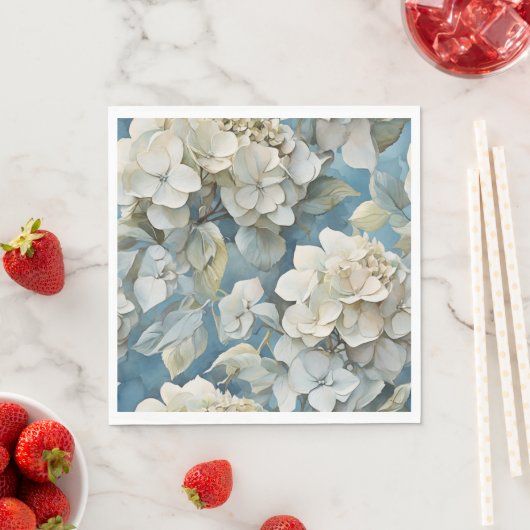 Elegante moody stoffige blauw waterverf bloemen servet (Insitu)