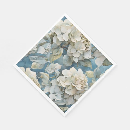 Elegante moody stoffige blauw waterverf bloemen servet (Hoek)