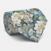 Elegante moody stoffige blauw waterverf bloemen stropdas (Opgerold)