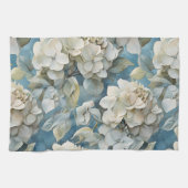 Elegante moody stoffige blauw waterverf bloemen theedoek (Horizontaal)