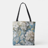 Elegante moody stoffige blauw waterverf bloemen tote bag (Achterkant)