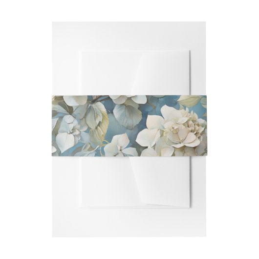 Elegante moody stoffige blauw waterverf bloemen uitnodigingen wikkel (Voorkant Voorbeeld)