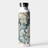 Elegante moody stoffige blauw waterverf bloemen waterfles (Links)