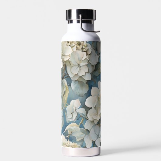 Elegante moody stoffige blauw waterverf bloemen waterfles (Links)
