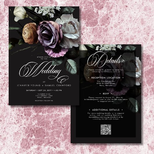 Elegante Moody Twilight gedempte bloem tweezijdig Kaart