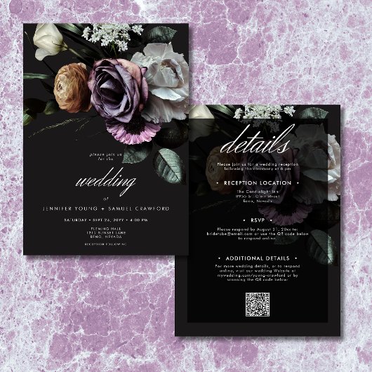 Elegante Moody Twilight gedempte bloem tweezijdig Kaart