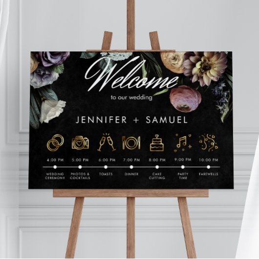 Elegante Moody Twilight gedempte bloemen orde even Poster