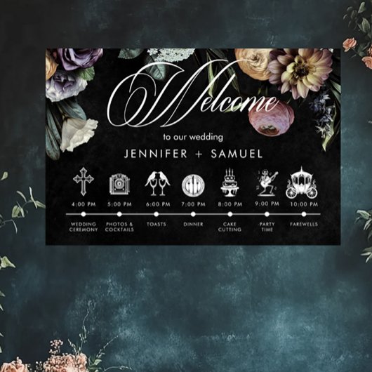 Elegante Moody Twilight gedempte bloemen orde even Poster
