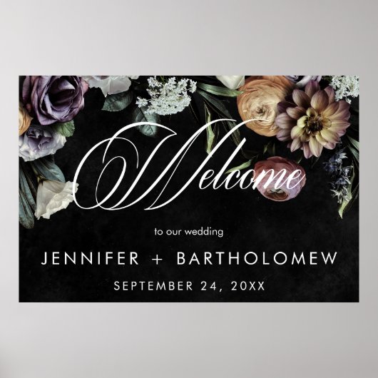 Elegante Moody Twilight gedempte pastel Bloemen We Poster (Voorkant)