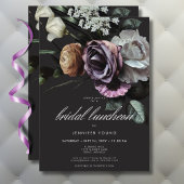 Elegante Moody Twilight Muted Floral Bridal Lunch Kaart