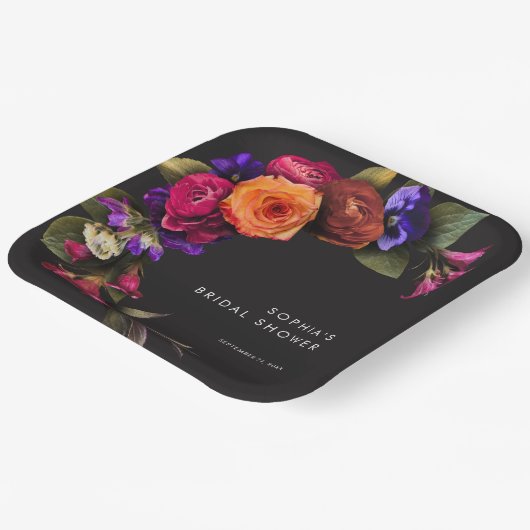 Elegante Moody Vibrant Harvest Bloemendouche Papieren Bordje (Gebogen)