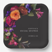 Elegante Moody Vibrant Harvest Bloemendouche Papieren Bordje (Voorkant)