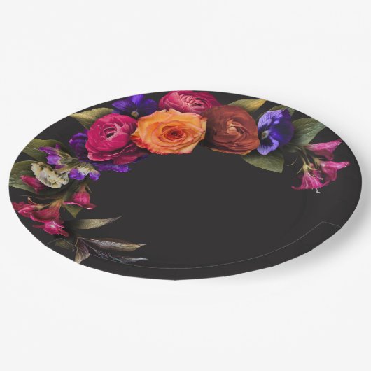 Elegante Moody Vibrant Harvest Bloemendouche Papieren Bordje (Gekanteld)