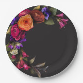 Elegante Moody Vibrant Harvest Bloemendouche Papieren Bordje (Voorkant)