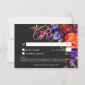 Elegante Moody Vibrant Sunset Bloemen Geen Diner R RSVP Kaartje (Voorkant)