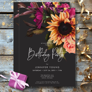 Elegante Moody Vibrant Sunset Bloemen Verjaardag Kaart