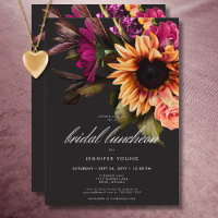 Elegante Moody Vibrant Sunset Floral Bridal Lunch