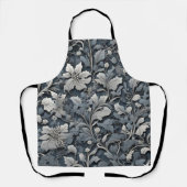 Elegante moody zilver wit grijs bloemen schort (Voorkant)