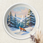 Elegante mooie aquarel rode vos in wintersneeuw
