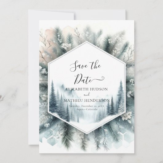 Elegante mooie berg bruiloft save the date (Voorkant)