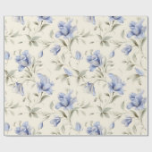 Elegante mooie blauwe bloemen op roomkleurige acht cadeaupapier (Vlak)
