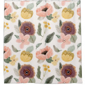 Elegante mooie bloementuin l Roze en wit Douchegordijn (Voorkant)