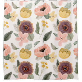 Elegante mooie bloementuin l Roze en wit Douchegordijn