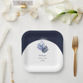 Elegante mooie Blue Swans Waterverf Art Papieren Bordje