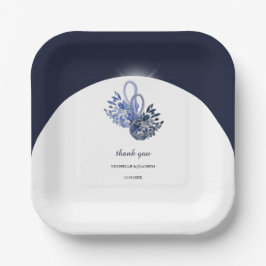 Elegante mooie Blue Swans Waterverf Art Papieren Bordje