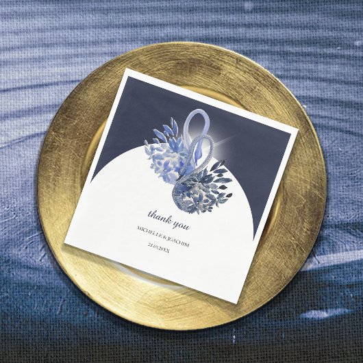 Elegante mooie Blue Swans Waterverf Art Servet