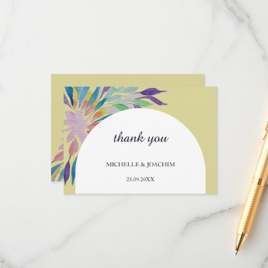 Elegante mooie Boho bloemenkunst Waterverf Informatiekaartje (Voorkant / Achterkant in situ)