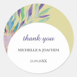 Elegante Mooie Boho Bloemige Watercolor Kunst Ronde Sticker