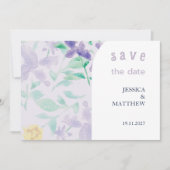 Elegante Mooie Boho Lila Bloemenbruiloft Save The Date (Voorkant)