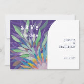 Elegante Mooie Boho Paarse Bloemige Bruiloft Save The Date (Voorkant)