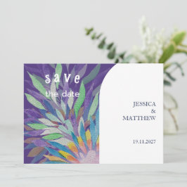 Elegante Mooie Boho Paarse Bloemige Bruiloft Save The Date