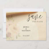Elegante Mooie Boho Perzik Blozende Bloemige Bruil Save The Date (Voorkant)
