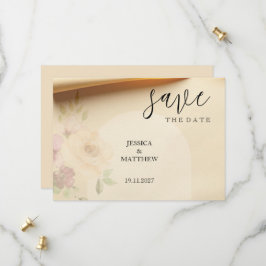 Elegante Mooie Boho Perzik Blozende Bloemige Bruil Save The Date