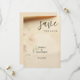 Elegante Mooie Boho Perzik Blozende Bloemige Bruil Save The Date