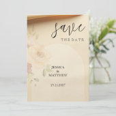 Elegante Mooie Boho Perzik Blush Bloemen bruiloft Save The Date (Staand voorkant)