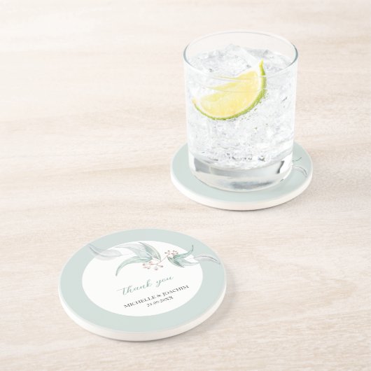 Elegante mooie Eucalyptus Waterverf kunst Zandsteen Onderzetter (Zijkant)