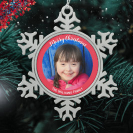 Elegante Mooie Festelijke Kerst Foto Tin Sneeuwvlok Ornament