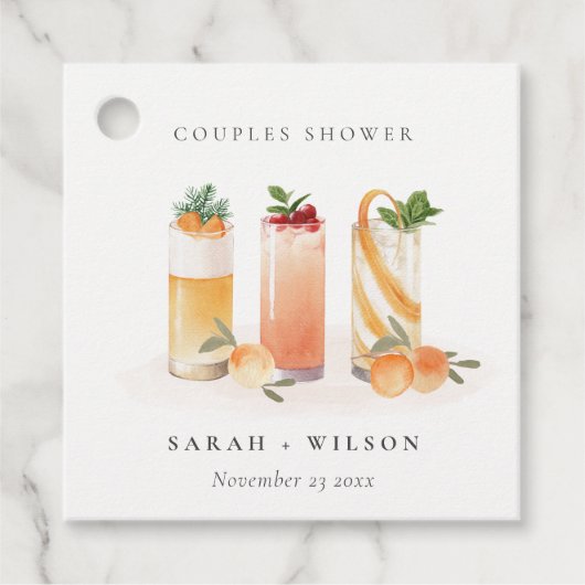 Elegante Mooie Fruitcocktail Sinaasappels Koppel B Bedankjes Labels (Voorkant)