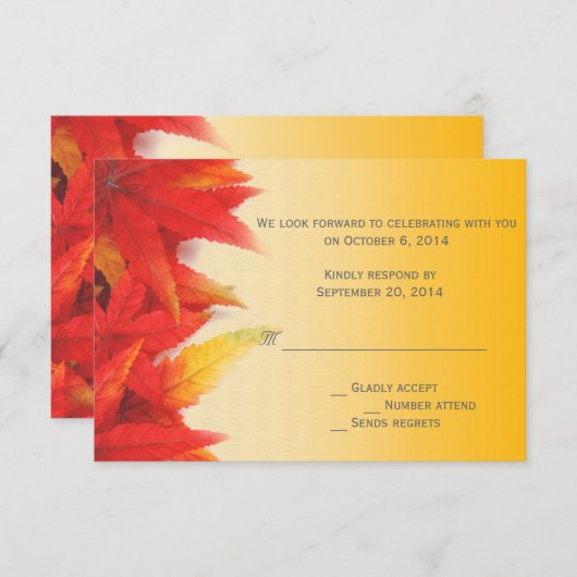 Elegante, mooie herfst bruiloft RSVP uitnodigingen (Voorkant / Achterkant)