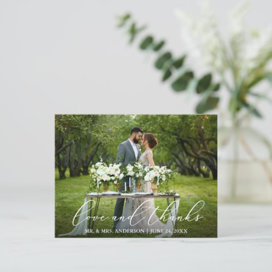 Elegante mooie kalligrafie Huwelijk liefde dank Briefkaart (Staand voorkant)