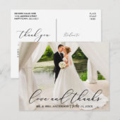 Elegante mooie kalligrafie huwelijksliefde dank briefkaart (Voorkant / Achterkant)