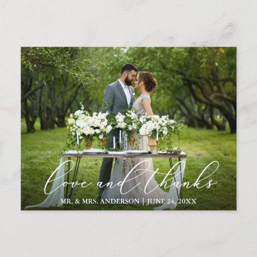 Elegante mooie kalligrafie Liefde Dank Trouwen Briefkaart (Voorkant)